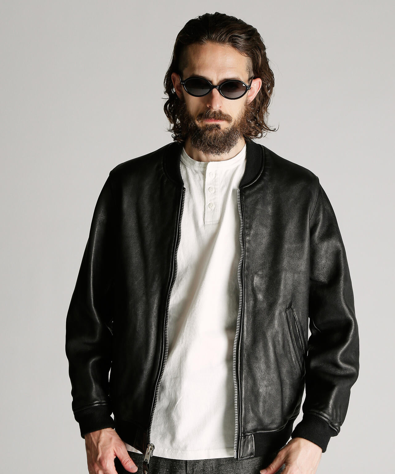 LEATHER JACKET BOWERY/レザージャケット バワリー MA-1