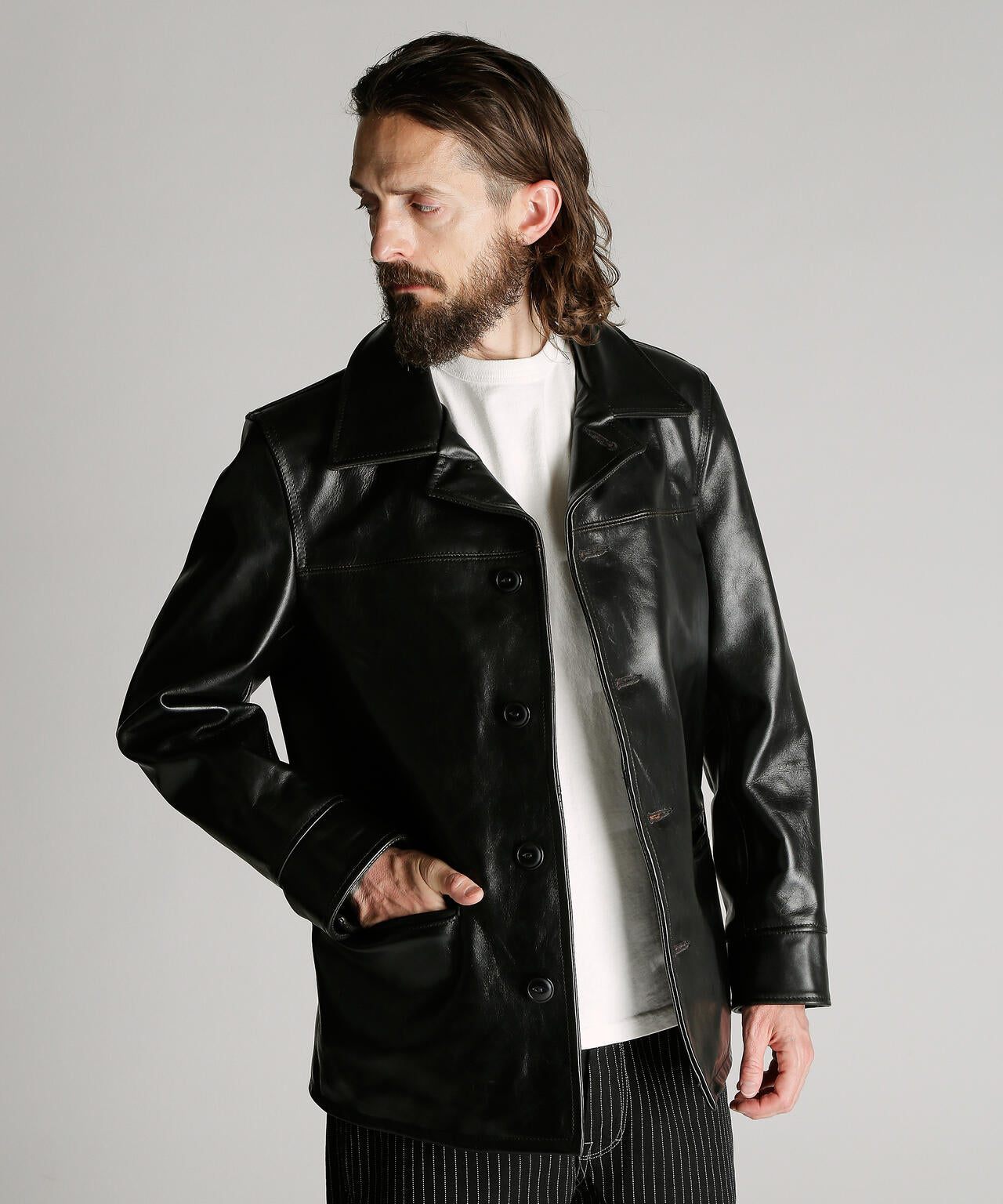 632US LEATHER CARCOAT/カーコート