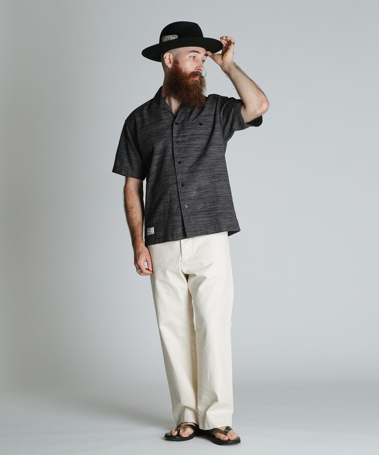 MIX SHARK COLLAR SS SHIRT/ミックス シャークカラー 半袖シャツ