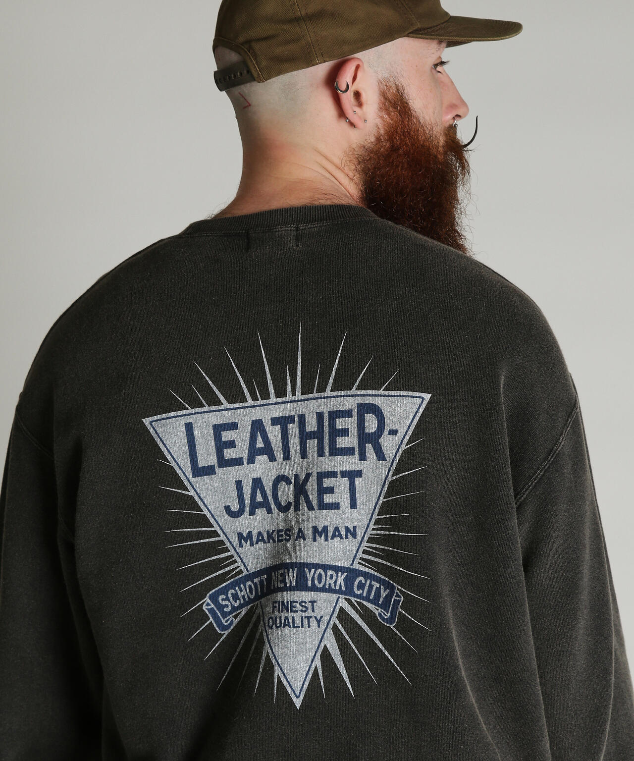 CREW SWEAT LEATHER JACKET MAKES A MAN/クルー スウェット レザー ジャケット メイクスアマン