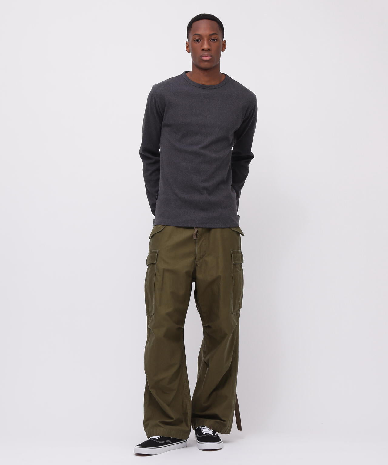 《DAILY/デイリー》RIB L/S CREW NECK T-SHIRT