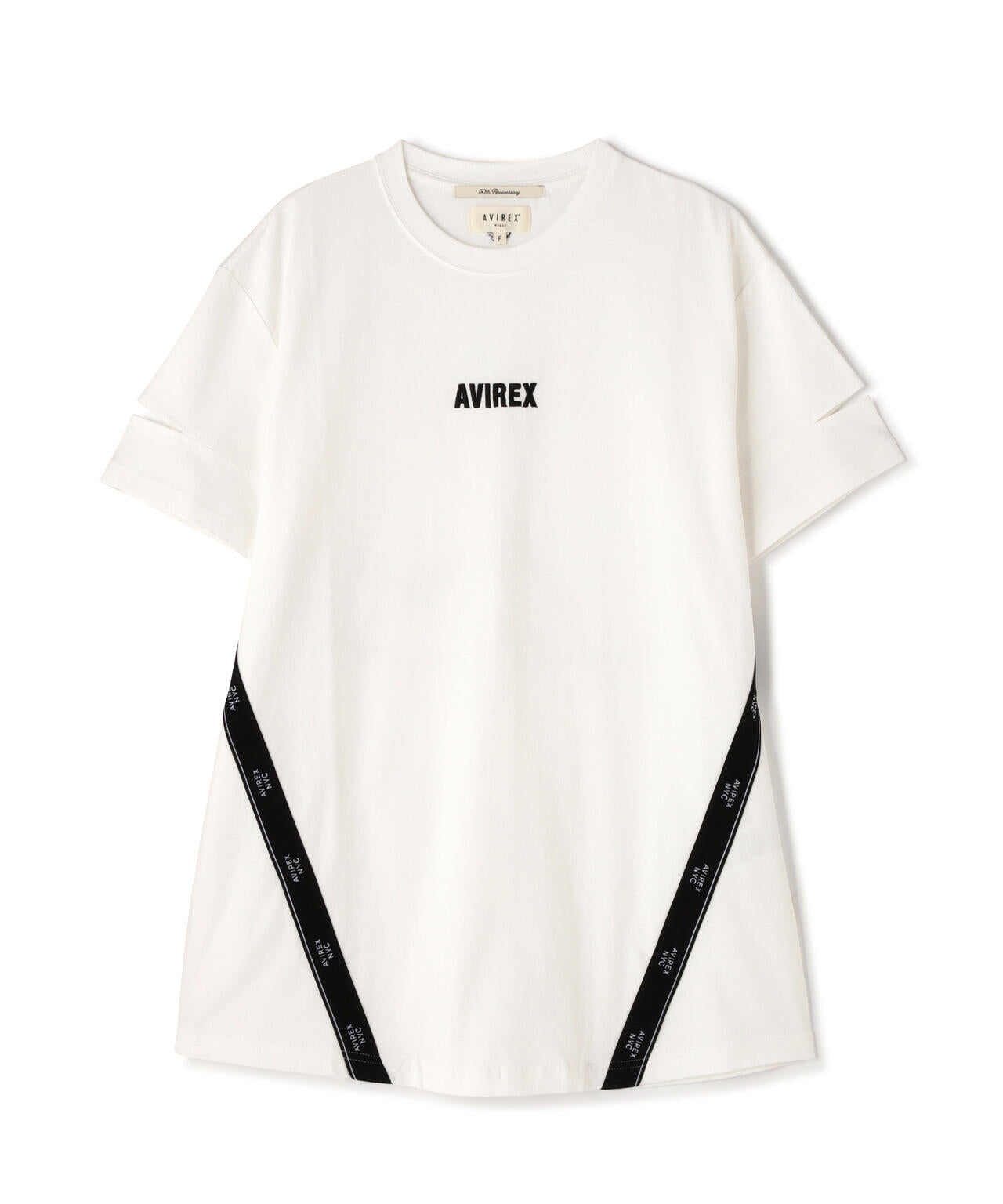 CUFFS OPEN LOGO TAPE EMBROIDERED ONEPIECE/カフスオープンロゴテープ刺繍ワンピース