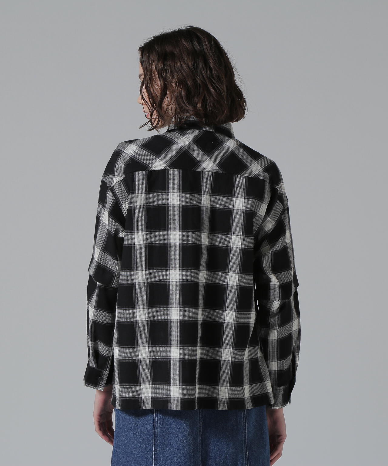 WAFFLE OMBRE CHECK DETACHABLE SHIRTS/ワッフルオンブレチェック デタッチャブルシャツ