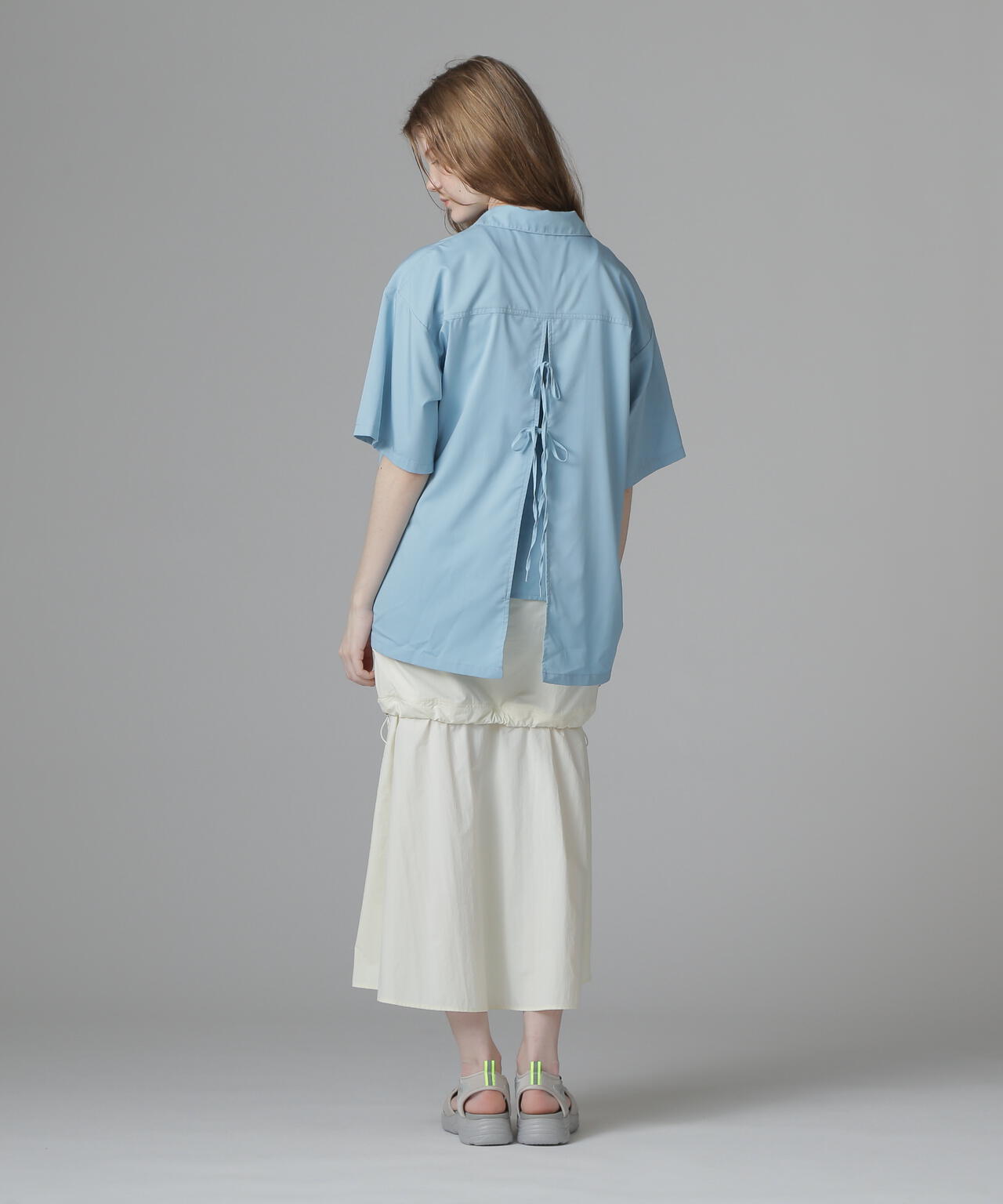 《直営店限定》WOMEN'S BACK RIBBON TENCEL SHIRTS/バックリボン テンセルシャツ