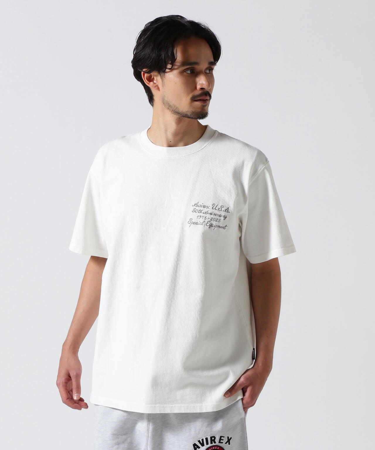 《50th Anniversary》LEATHER PATCHED VARSITY T-SHIRT / レザー パッチド バーシティ 半袖T