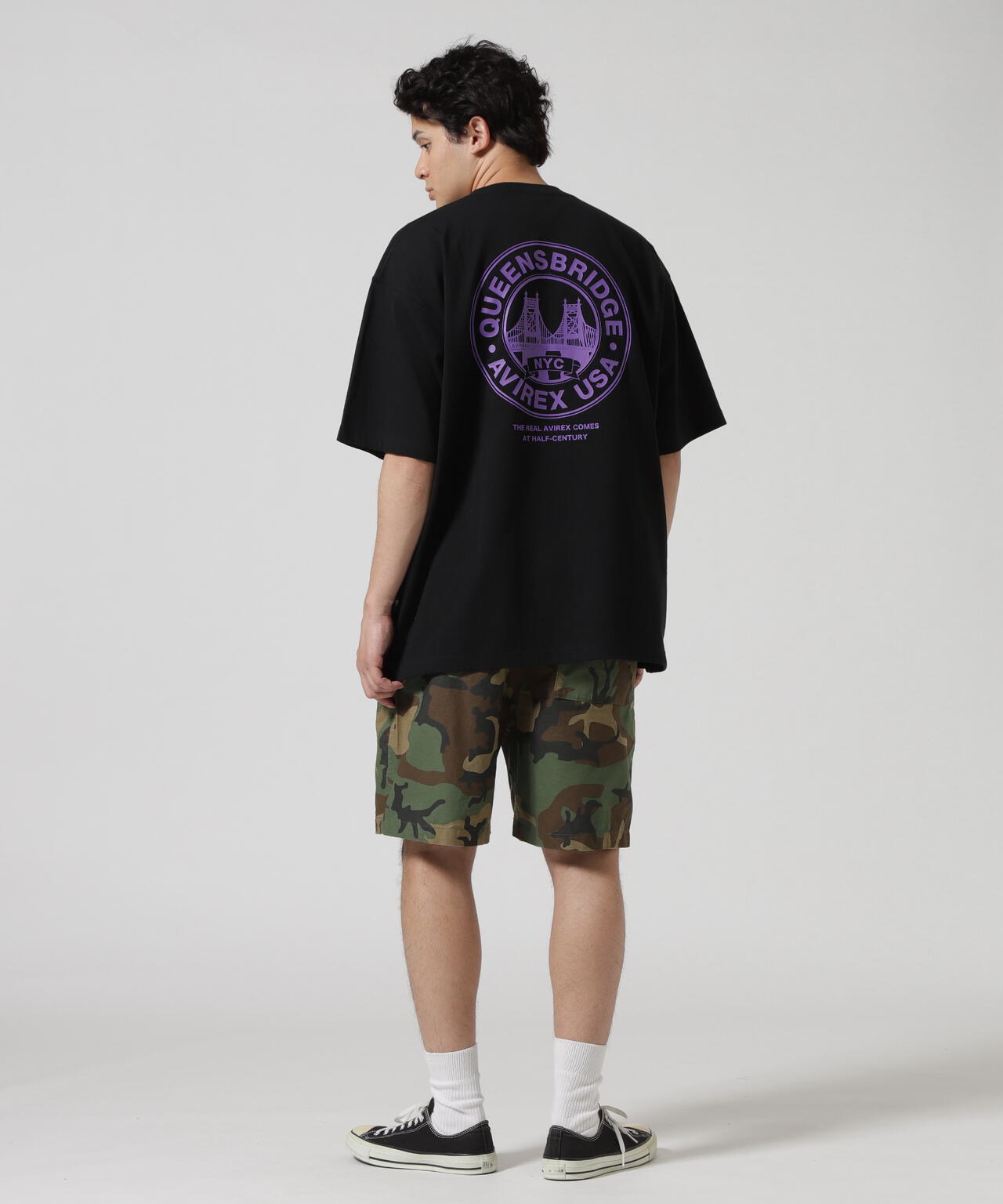 CIRCLE LOGO T-SHIRT "QUEENS BRIDGE" / サークルロゴ 半袖Tシャツ / AVIREX / アヴィレックス