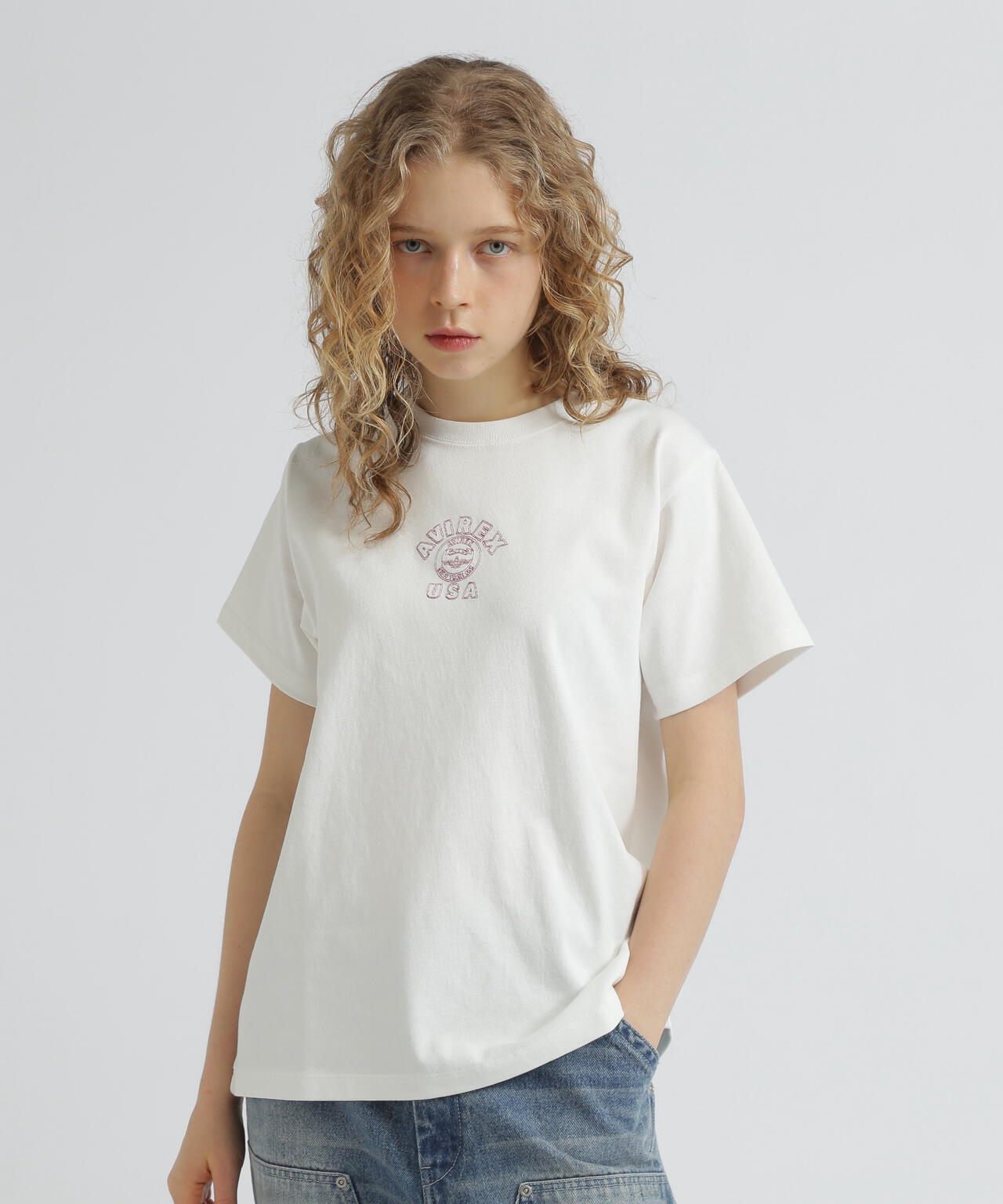 《WEB&DEPOT限定》ONE POINT EMB T-SHIRT"VARSITY LOGO" / ワンポイントロゴ 刺繍 半袖Tシャツ