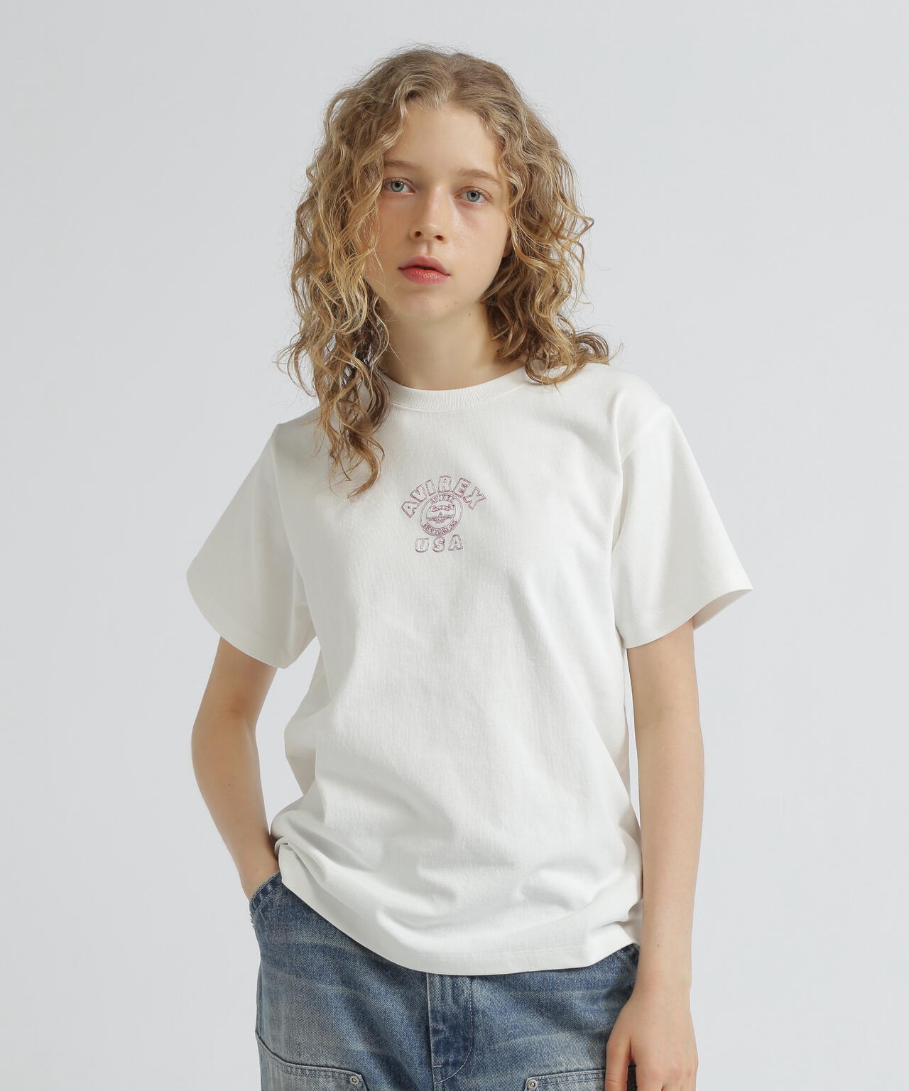 《WEB&DEPOT限定》ONE POINT EMB T-SHIRT"VARSITY LOGO" / ワンポイントロゴ 刺繍 半袖Tシャツ