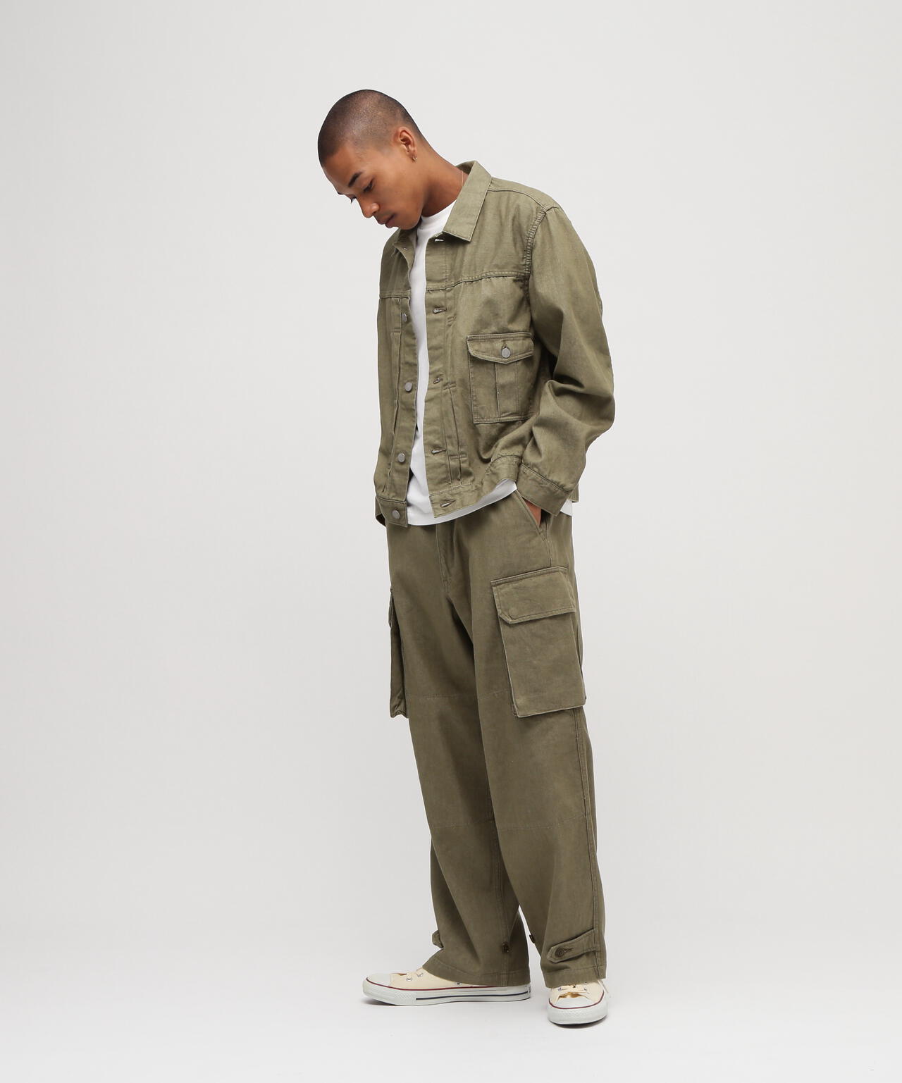 《TFQP by HANDROOM》GREEN SELVEDGE MILITARY DENIM JACKET