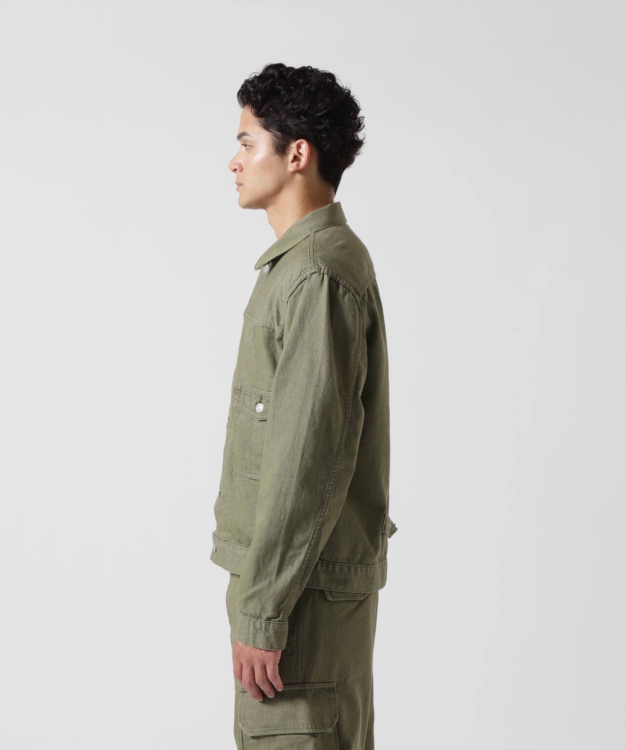 《TFQP by HANDROOM》GREEN SELVEDGE MILITARY DENIM JACKET