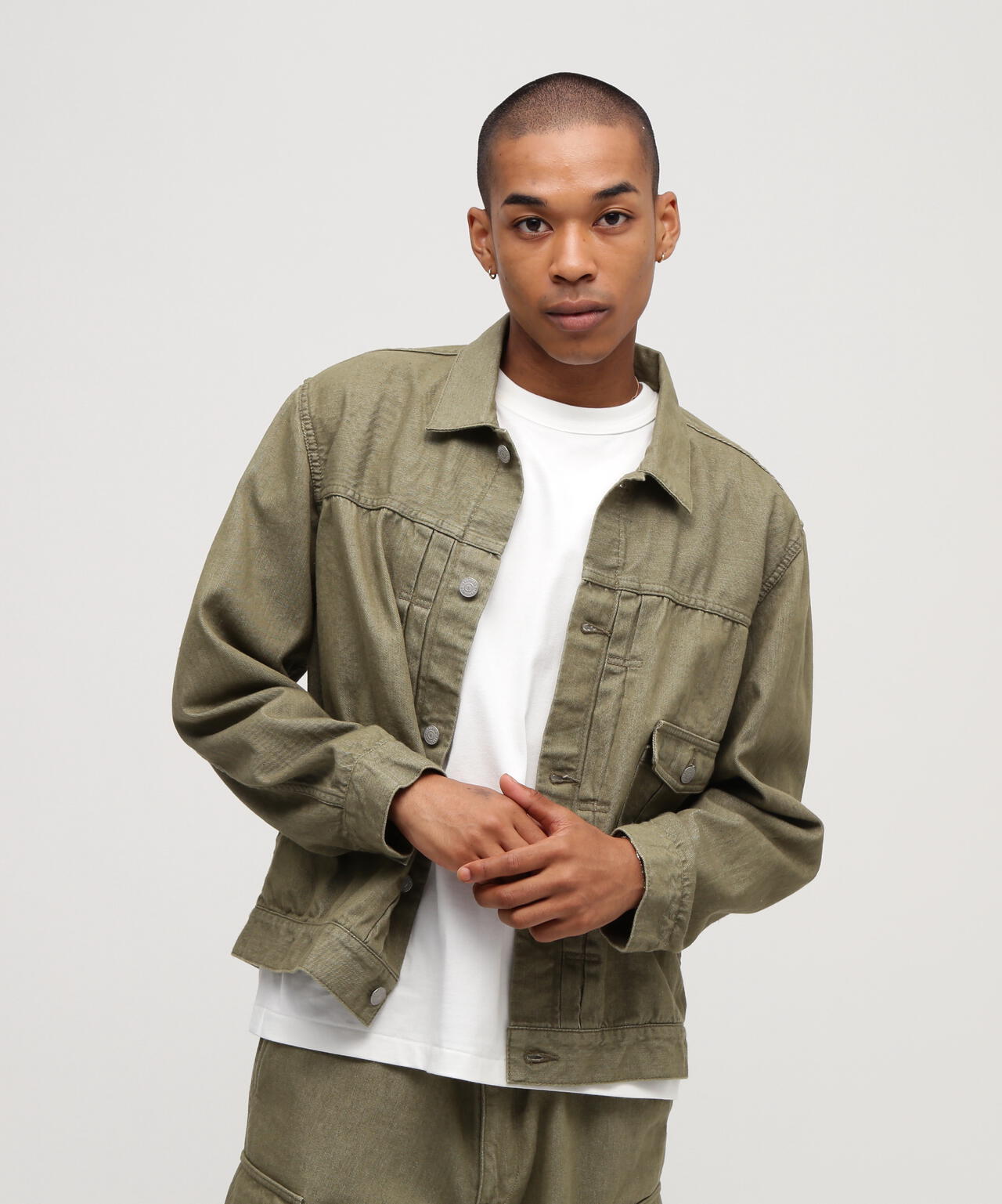 《TFQP by HANDROOM》GREEN SELVEDGE MILITARY DENIM JACKET