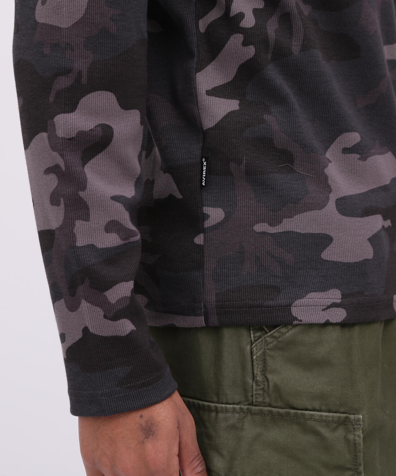 《DAILY/デイリー》RIB LONG SLEEVE HENLEY NECK T-SHIRT ”CAMOUFLAGE”