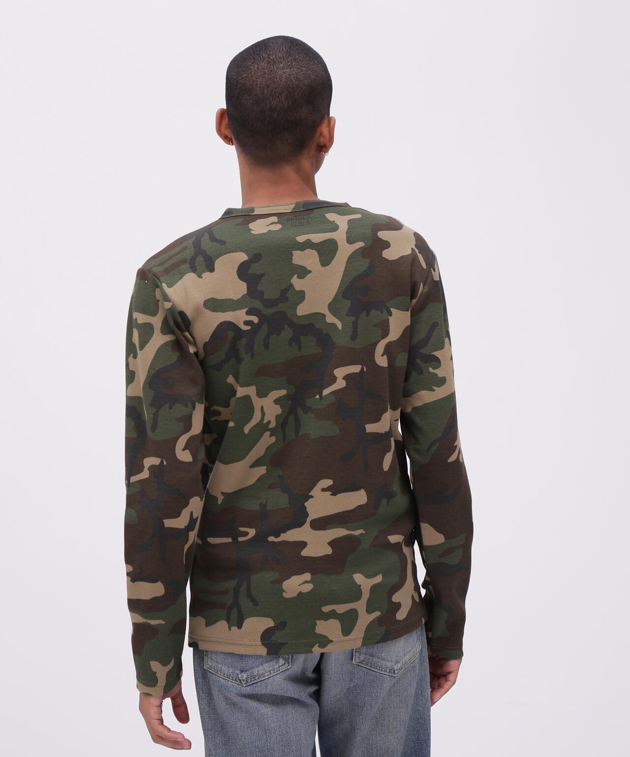 《DAILY/デイリー》RIB LONG SLEEVE HENLEY NECK T-SHIRT ”CAMOUFLAGE”