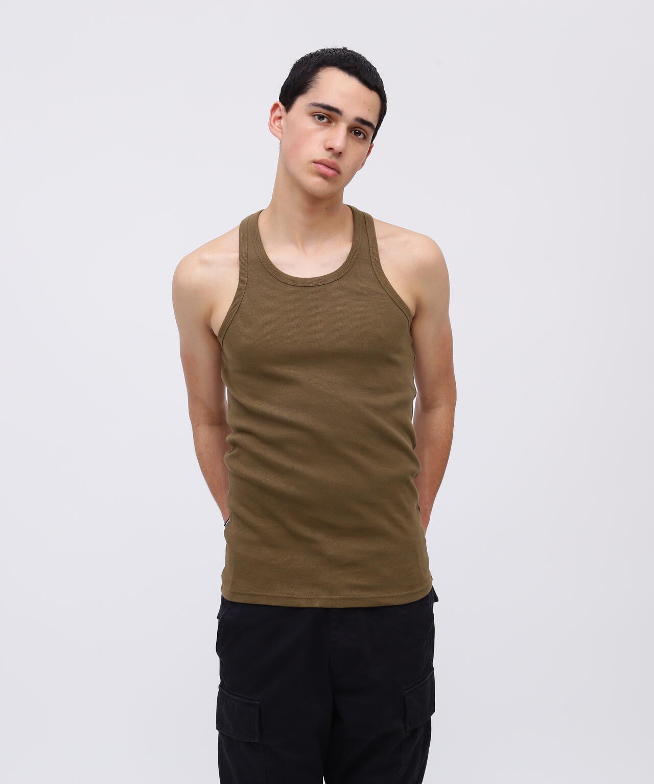 《DAILY/デイリー》RIB TANK TOP BACK CROSS/リブ タンクトップ バッククロス デイリーウェア