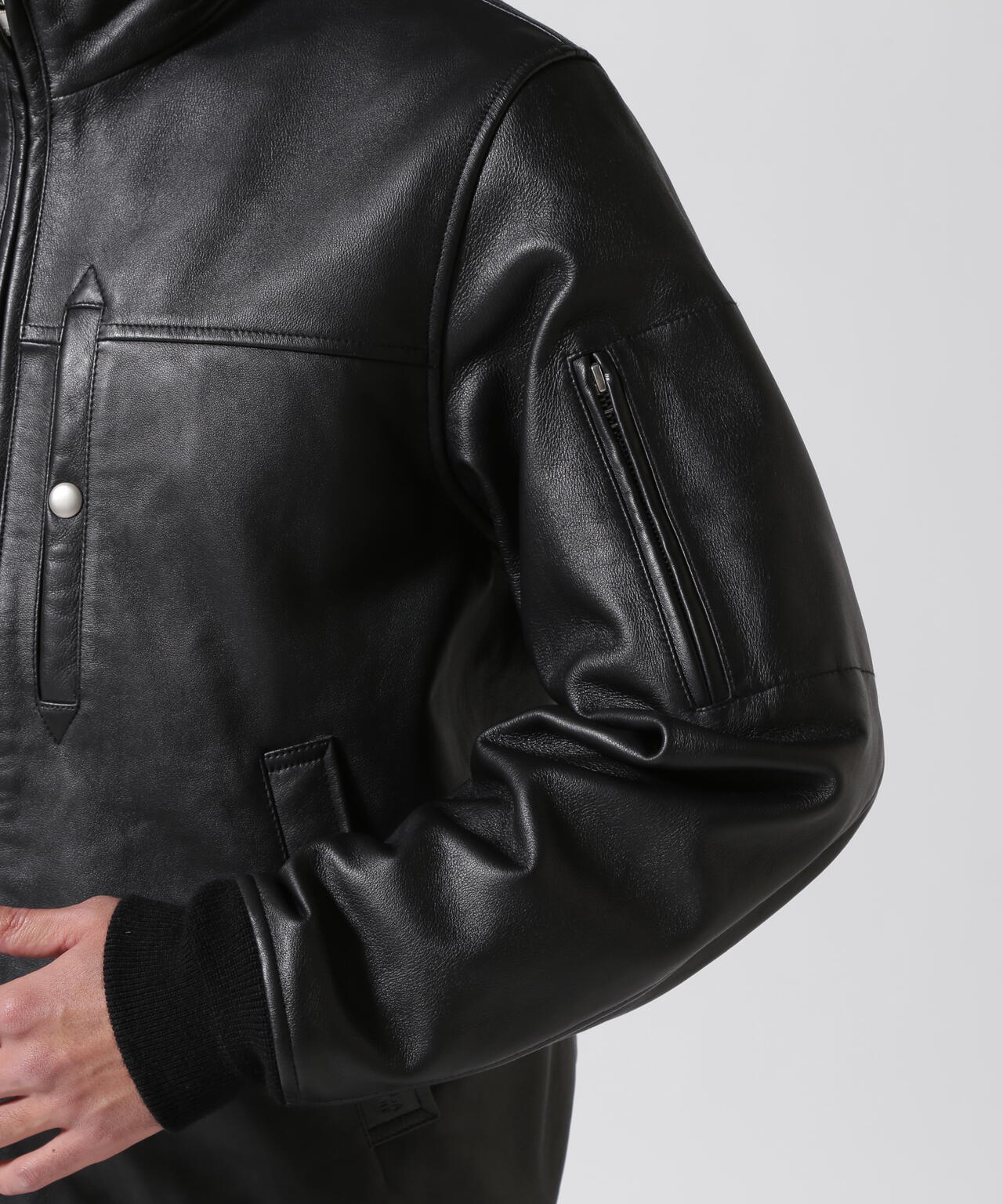 STAND LEATHER MA-1 MOD JACKET / スタンド レザー MA-1