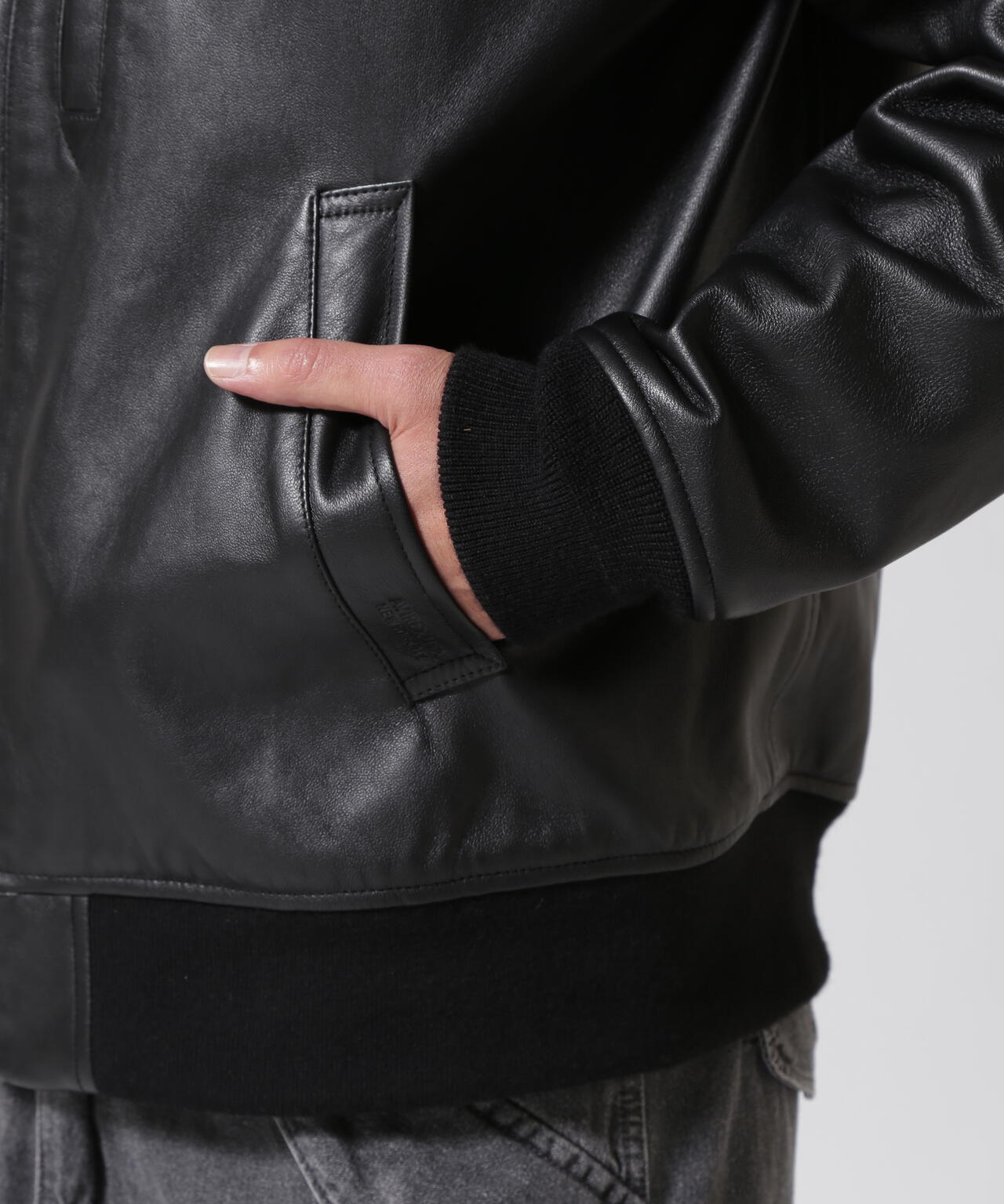 STAND LEATHER MA-1 MOD JACKET / スタンド レザー MA-1