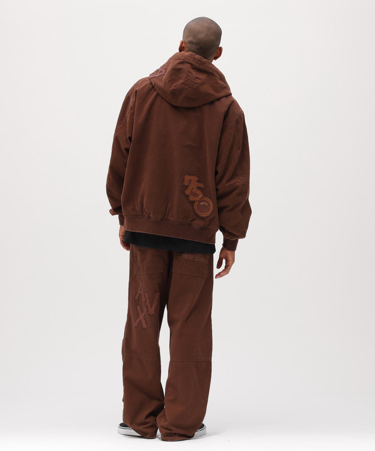 LEATHER PATCH DUCK HOOD JACKET