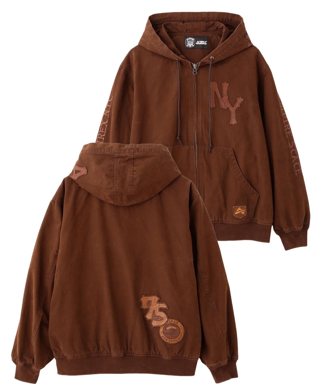 LEATHER PATCH DUCK HOOD JACKET