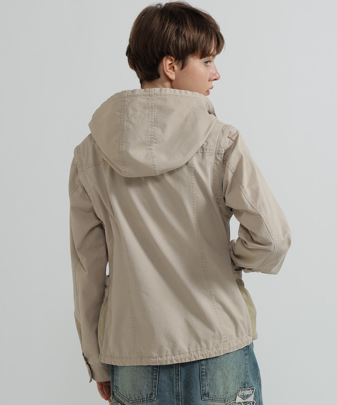 《WOMAN》MILITARY ZIP POCKET DETACHABLE JACKET