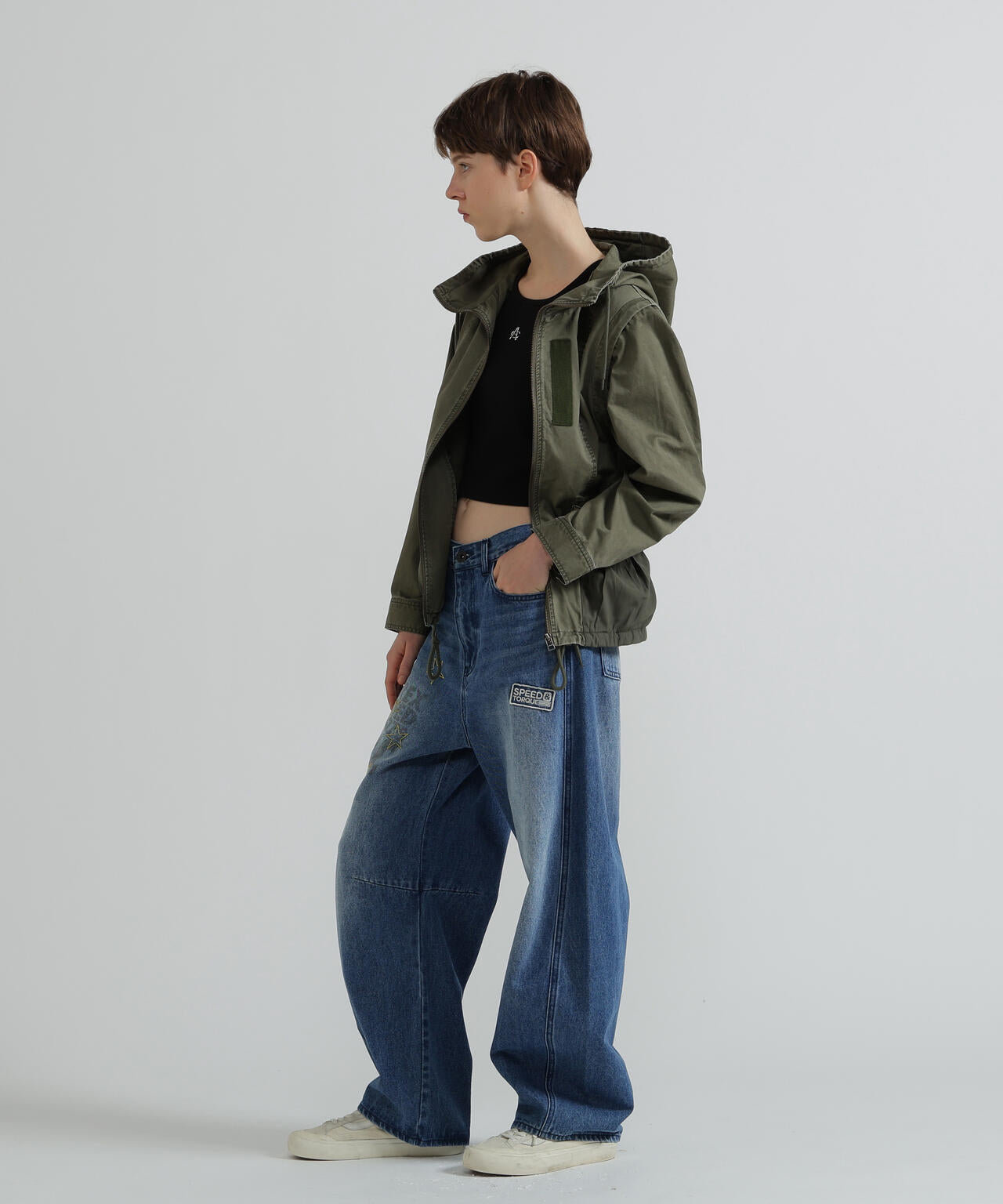 《WOMAN》MILITARY ZIP POCKET DETACHABLE JACKET
