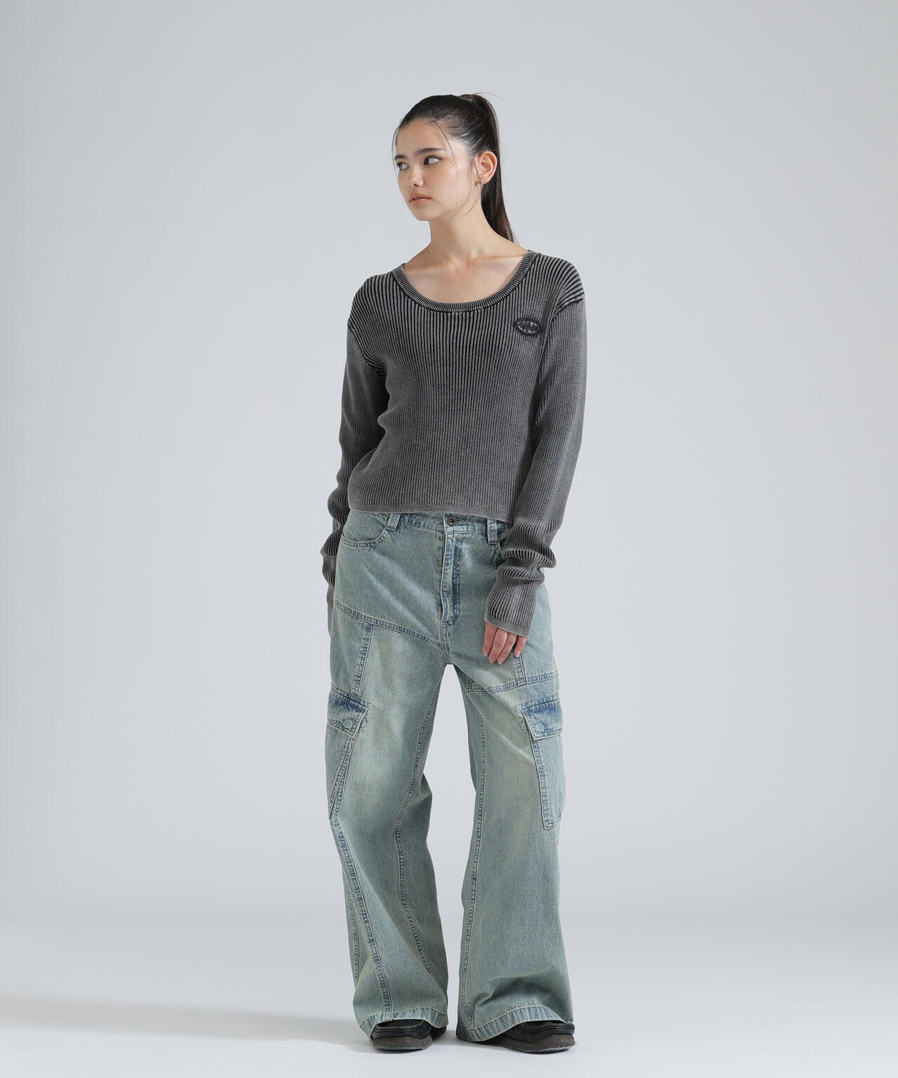 PANEL CARGO DENIM PANTS