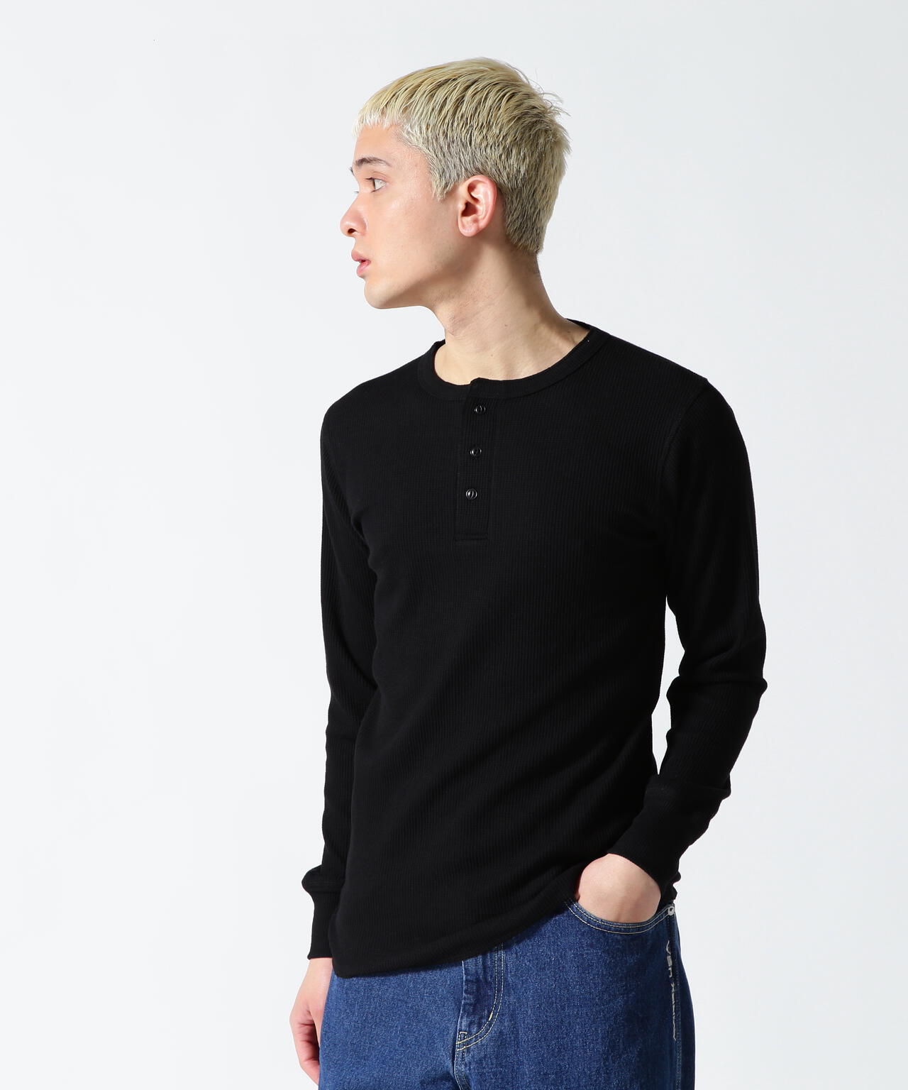 《DAILY/デイリー》L/S THERMAL HENLEY NECK T-SHIRT