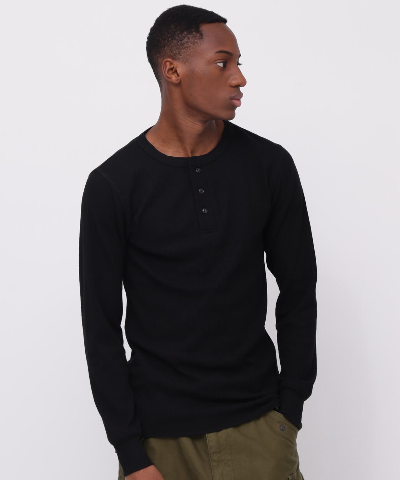 《DAILY/デイリー》L/S THERMAL HENLEY NECK T-SHIRT