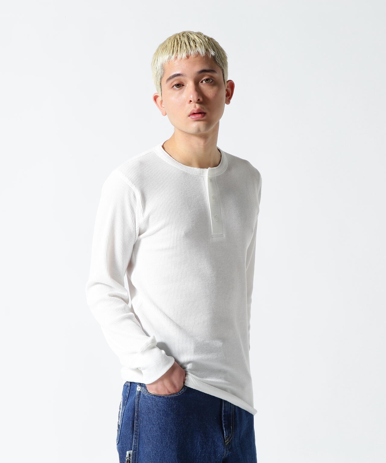 《DAILY/デイリー》L/S THERMAL HENLEY NECK T-SHIRT
