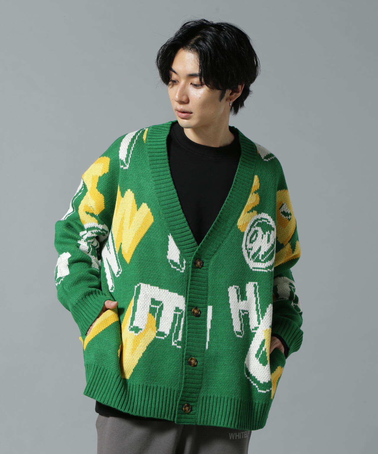 【WEB&DEPOT限定】WHITELAND/ホワイトランド/CARDIGAN/総柄カーディガン