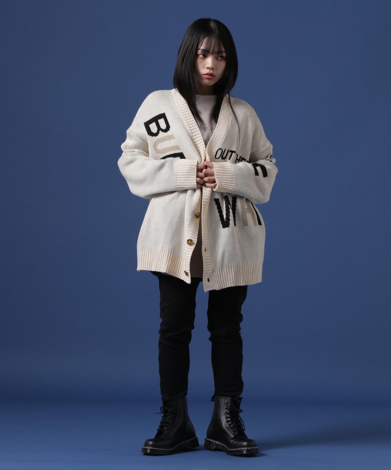 【WEB&DEPOT限定】WHITELAND/ホワイトランド/LOGO CARDIGAN