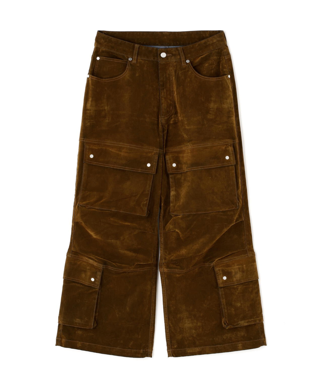 DankeSchon/ダンケシェーン/FLOCKY DENIM FLARE CARGO PANTS