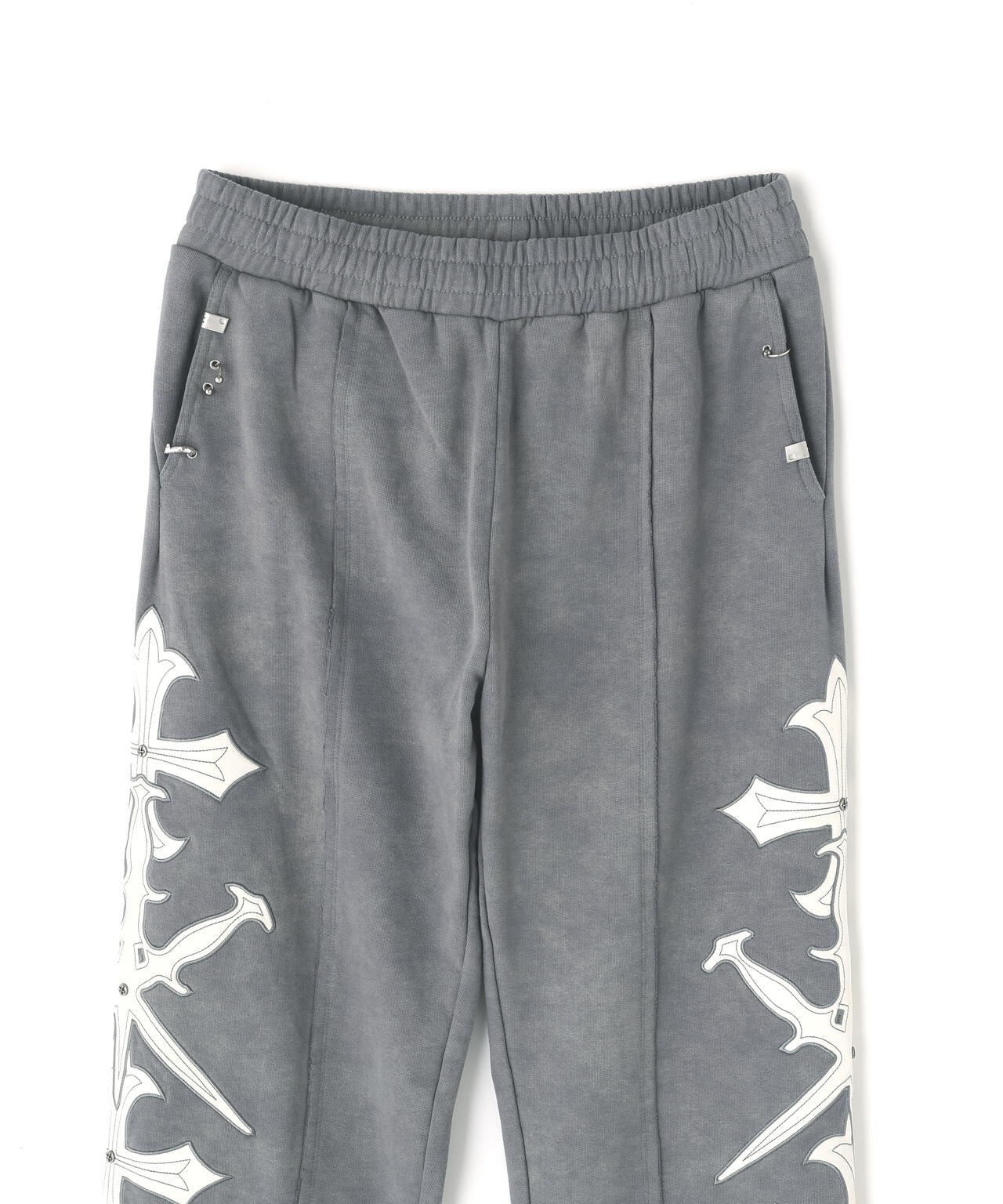 UNKNOWNLONDON/アンノウンロンドン/Dagger Cross Leather Patch Baggy Jogger Patns