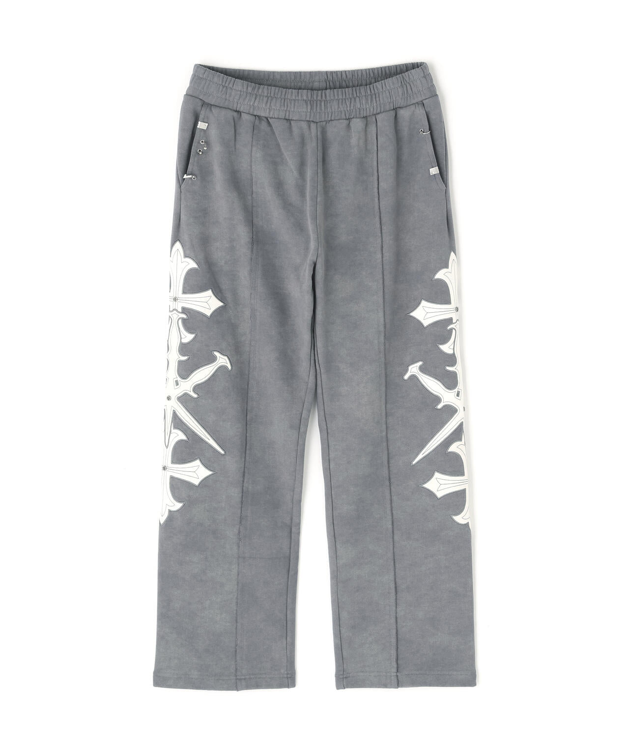 UNKNOWNLONDON/アンノウンロンドン/Dagger Cross Leather Patch Baggy Jogger Patns