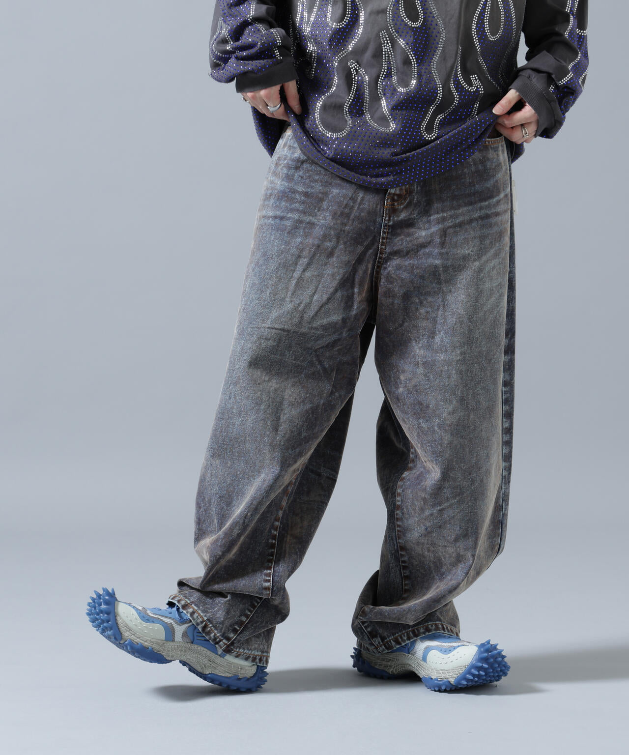 WHITELAND/ホワイトランド/FLOCKY WIDE DENIM PANTS