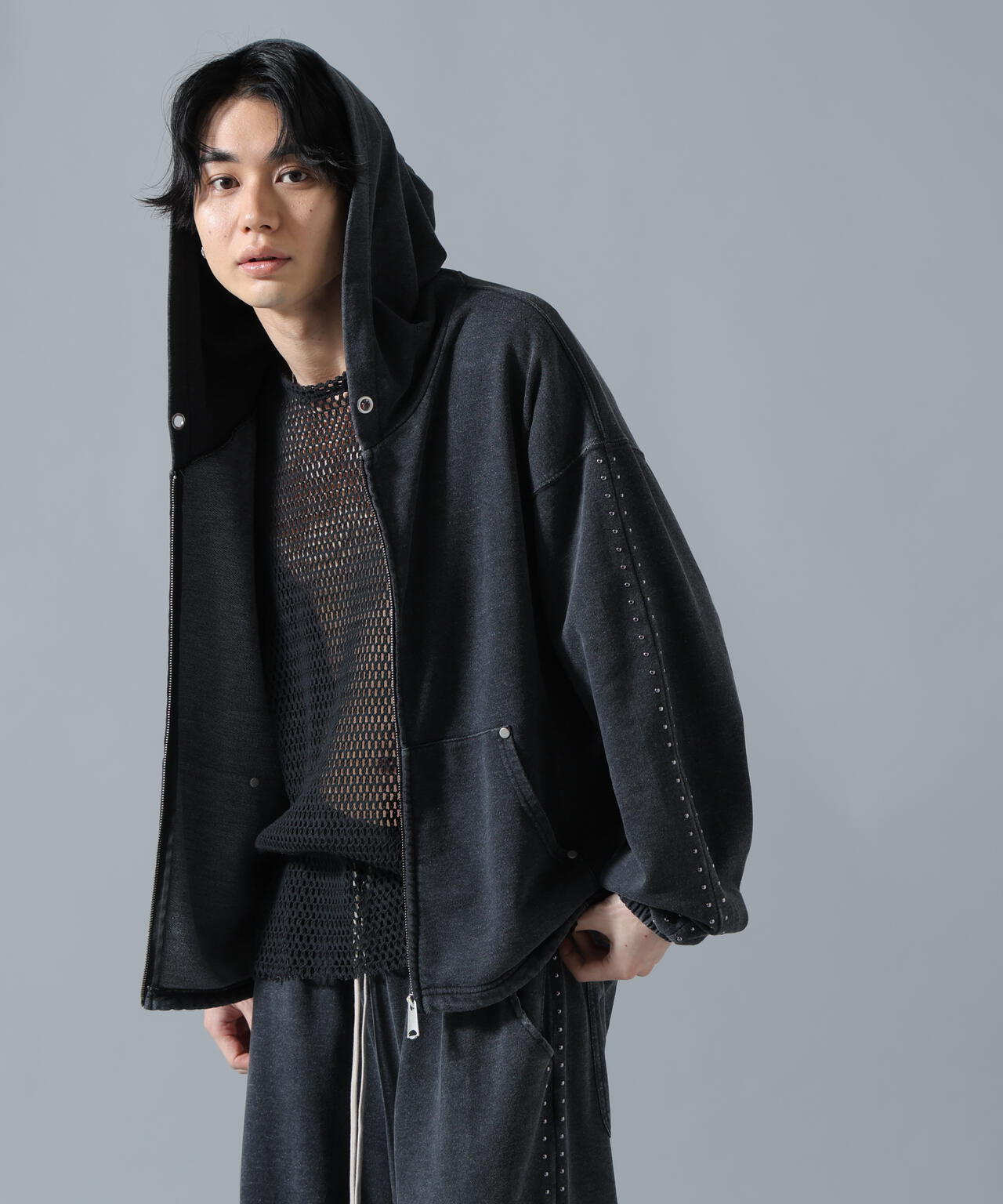 【WEB&DEPOT限定】DankeSchon/ダンケシェーン/STUDS SWEAT ZIP HOODIE