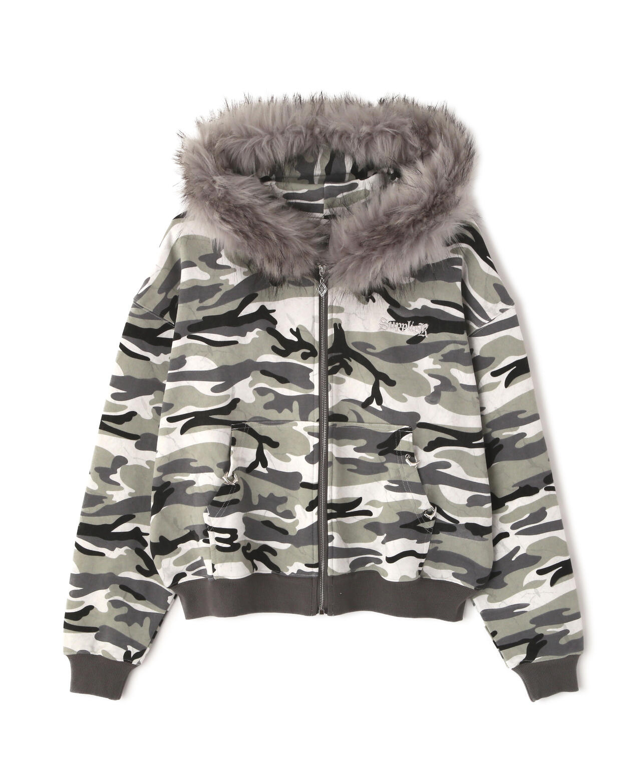 SUPPLIER/サプライヤー/【LHP EXCLUSIVE】FAUX FUR CROPPED CROSS ZIP HOODIE