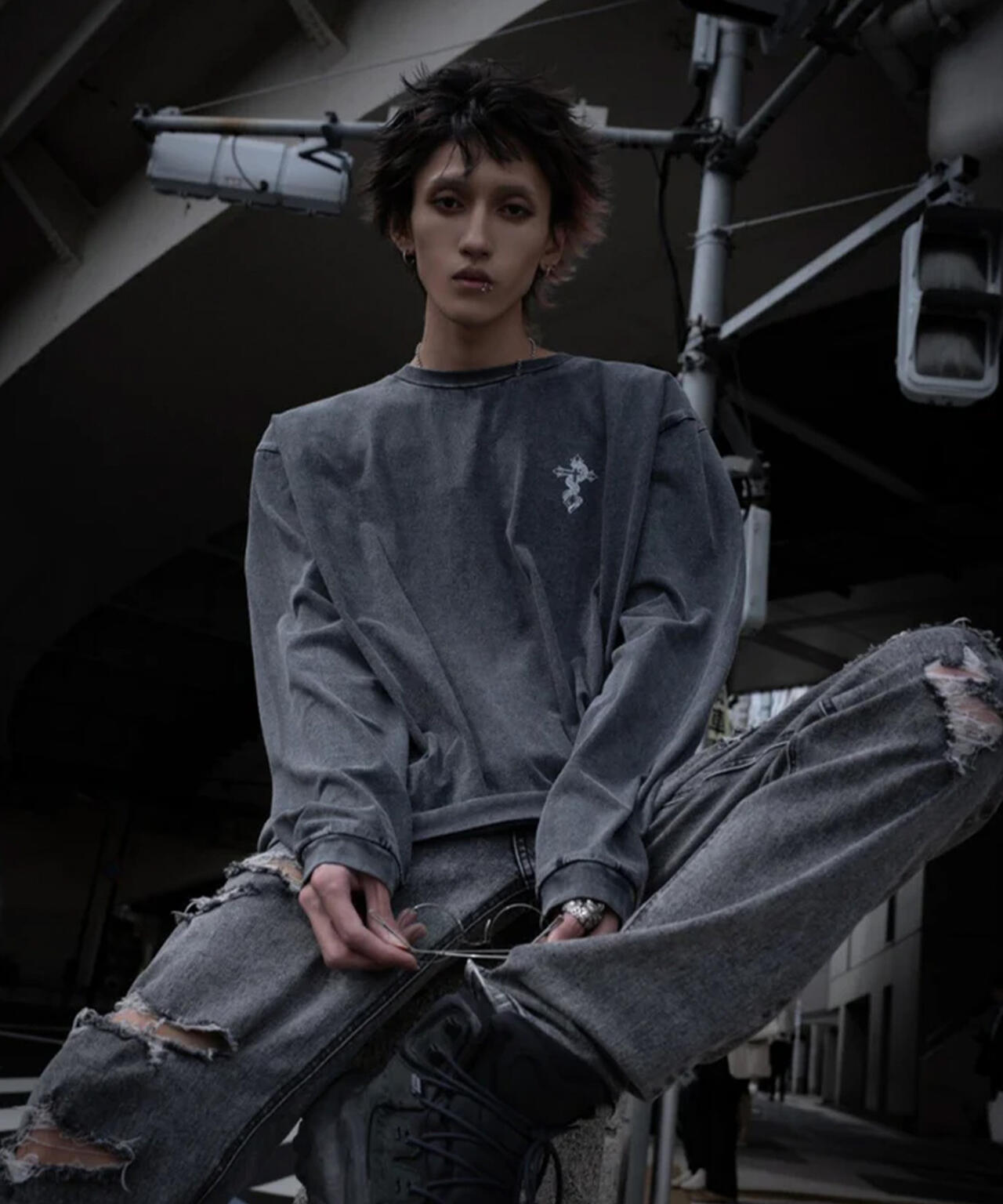 gibous/ギボス/Powder Anake Cross Long T shirt