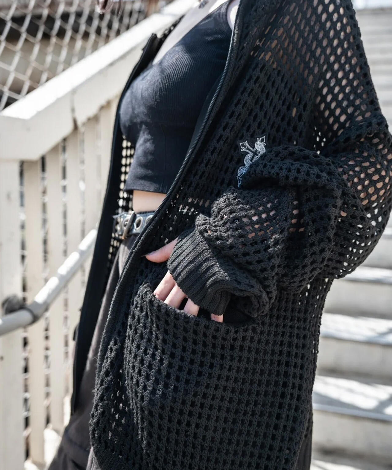 gibous/ギボス/Cross Snake Mesh Parker