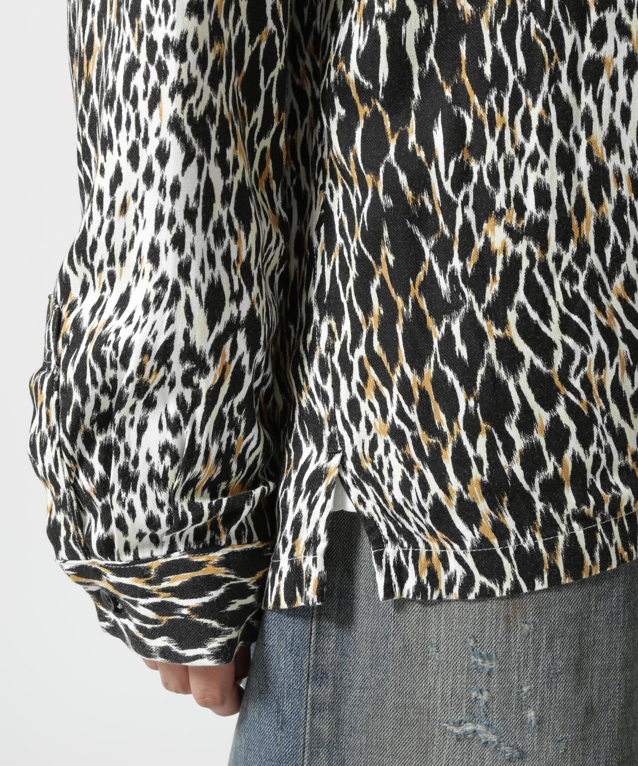 MINEDENIM(マインデニム)Leopard Open Collar SH