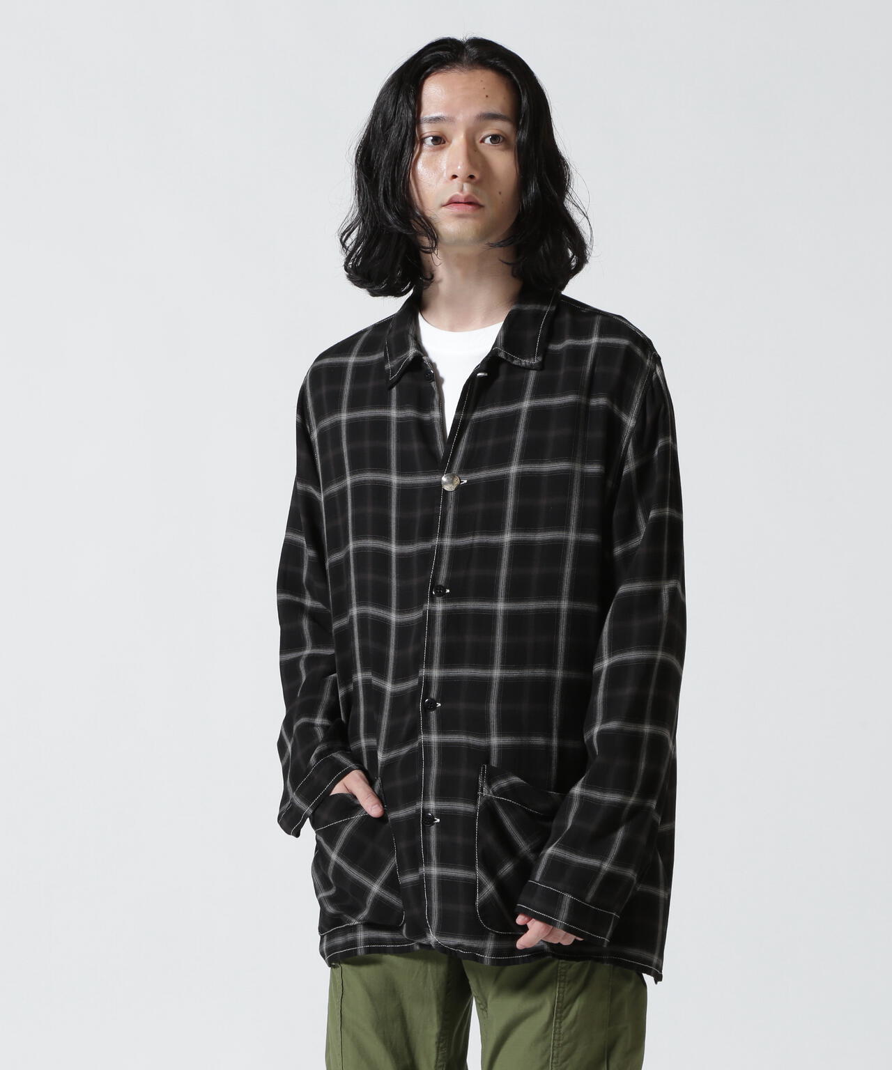 REMI RELIEF(レミレリーフ) 別注レーヨンチェックカバーオールシャツ