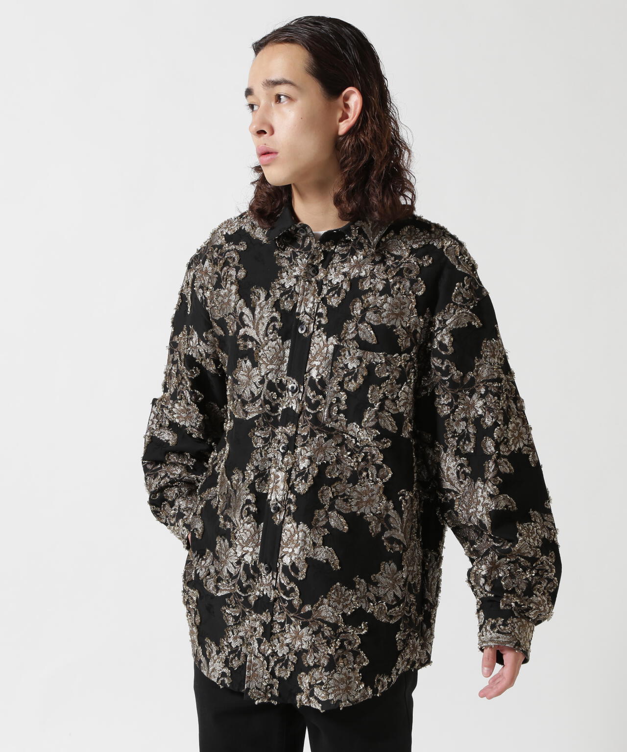 LUSOR(ルーソル)FLOWER CUT JQD SHIRT フラワージャカードシャツ