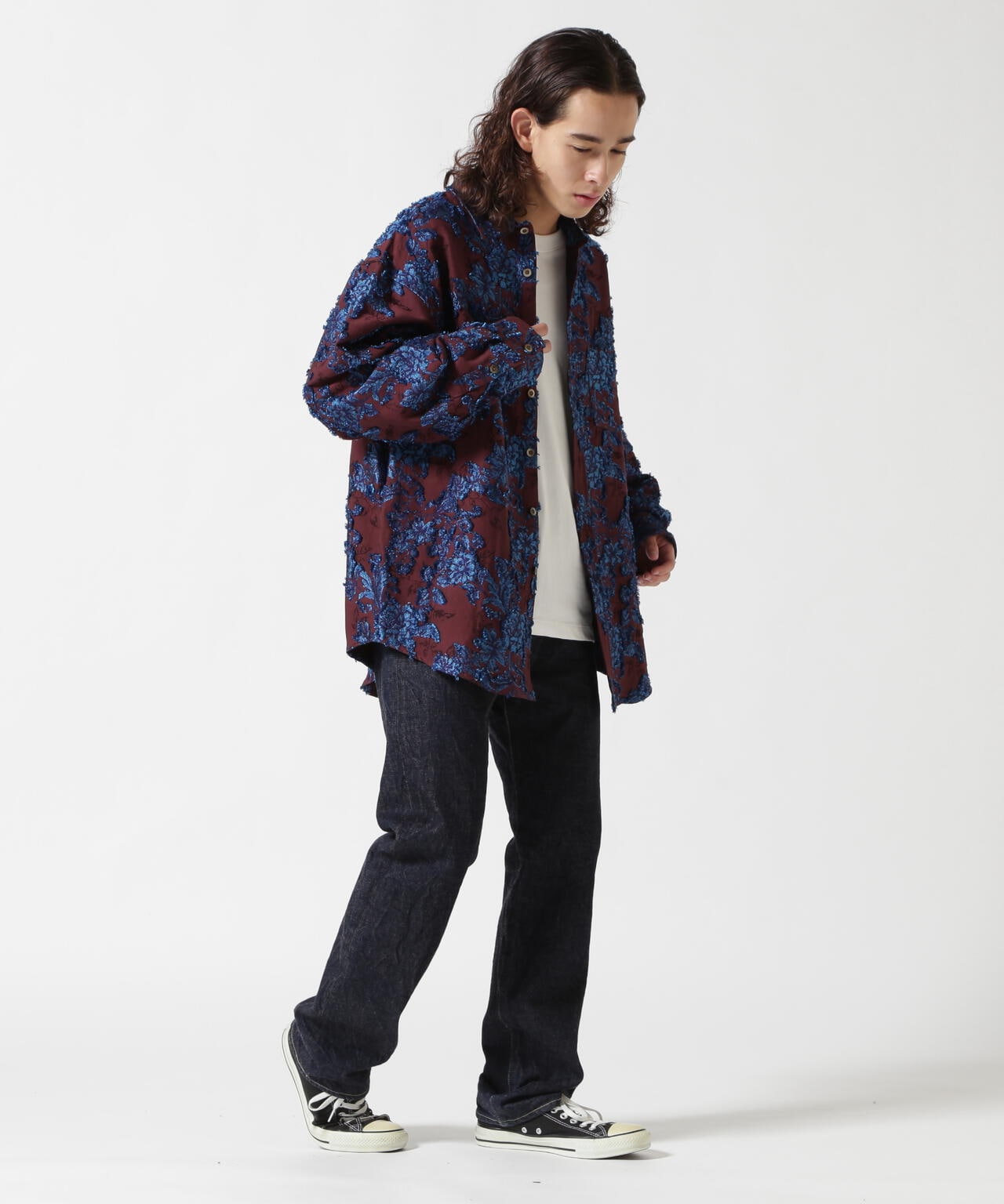 LUSOR(ルーソル)FLOWER CUT JQD SHIRT フラワージャカードシャツ