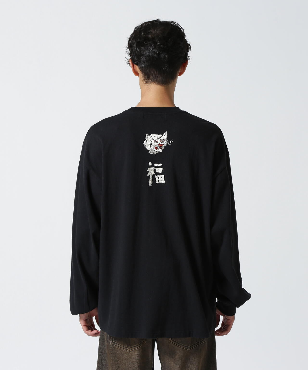 REMI RELIEF(レミレリーフ) 別注LW加工20/-天竺BIGサイズロンT(刺繍:福)
