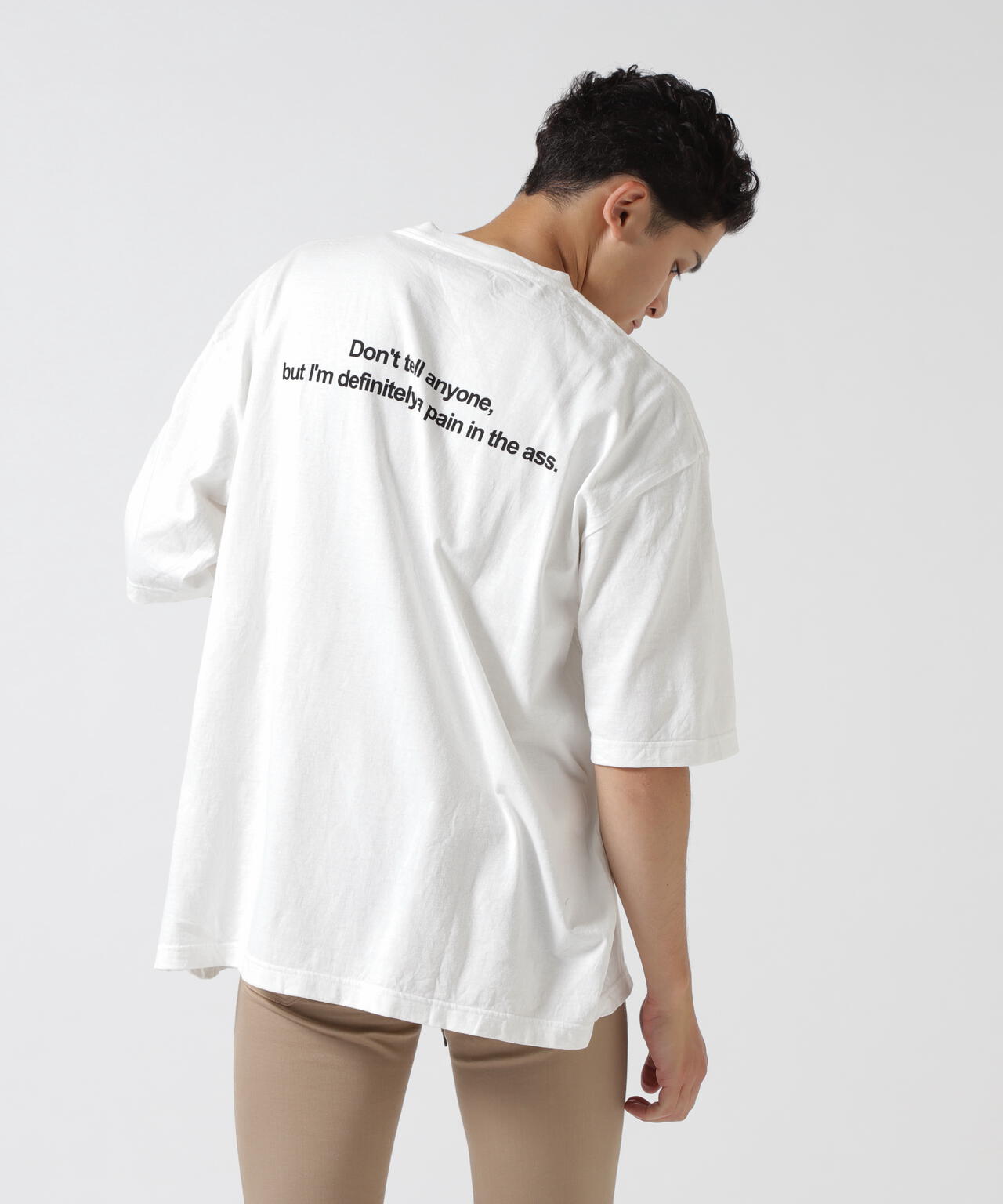 MINEDENIM(マインデニム)Monochrome Two tone Face Crewneck T-SH