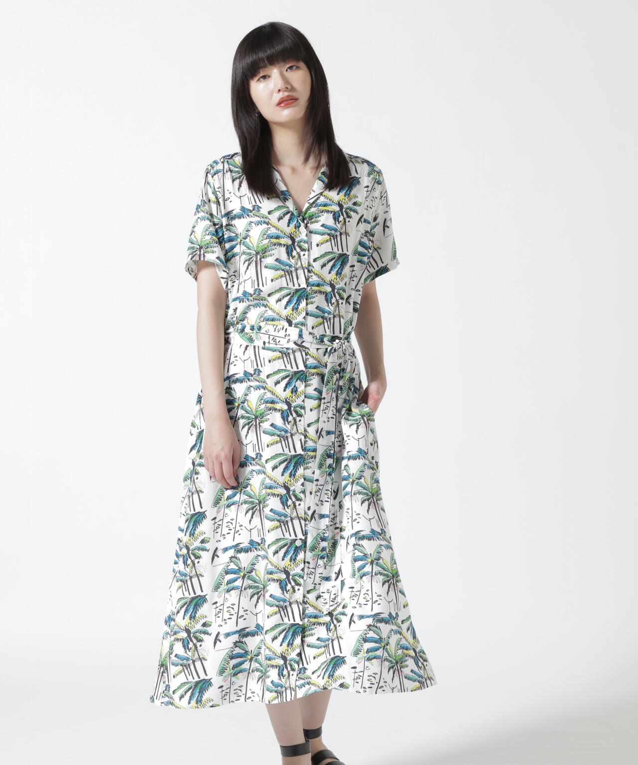 Aloha Blossom/アロハ ブロッサム/PALM TREE DRESS WHITE
