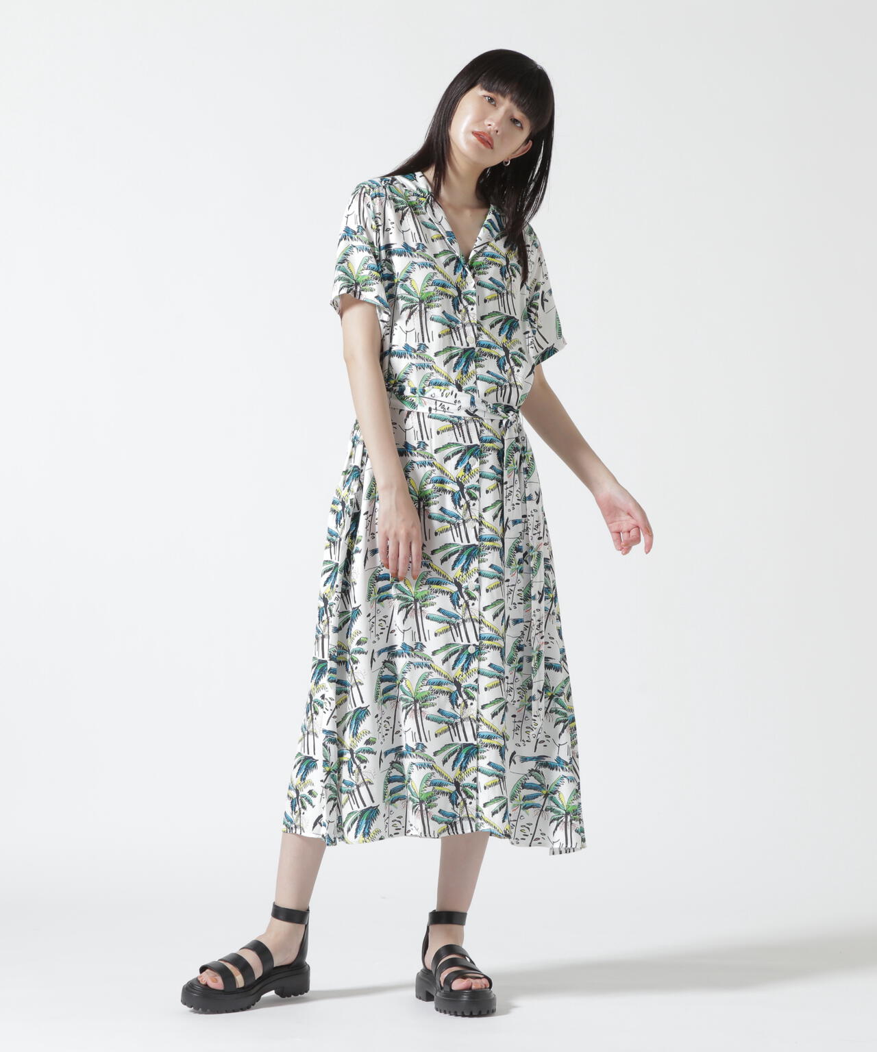 Aloha Blossom/アロハ ブロッサム/PALM TREE DRESS WHITE