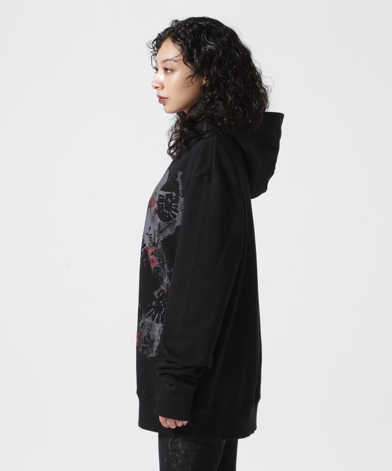 Y's/ワイズ/FLOWER+FOOTPRINT LONG HOODIE