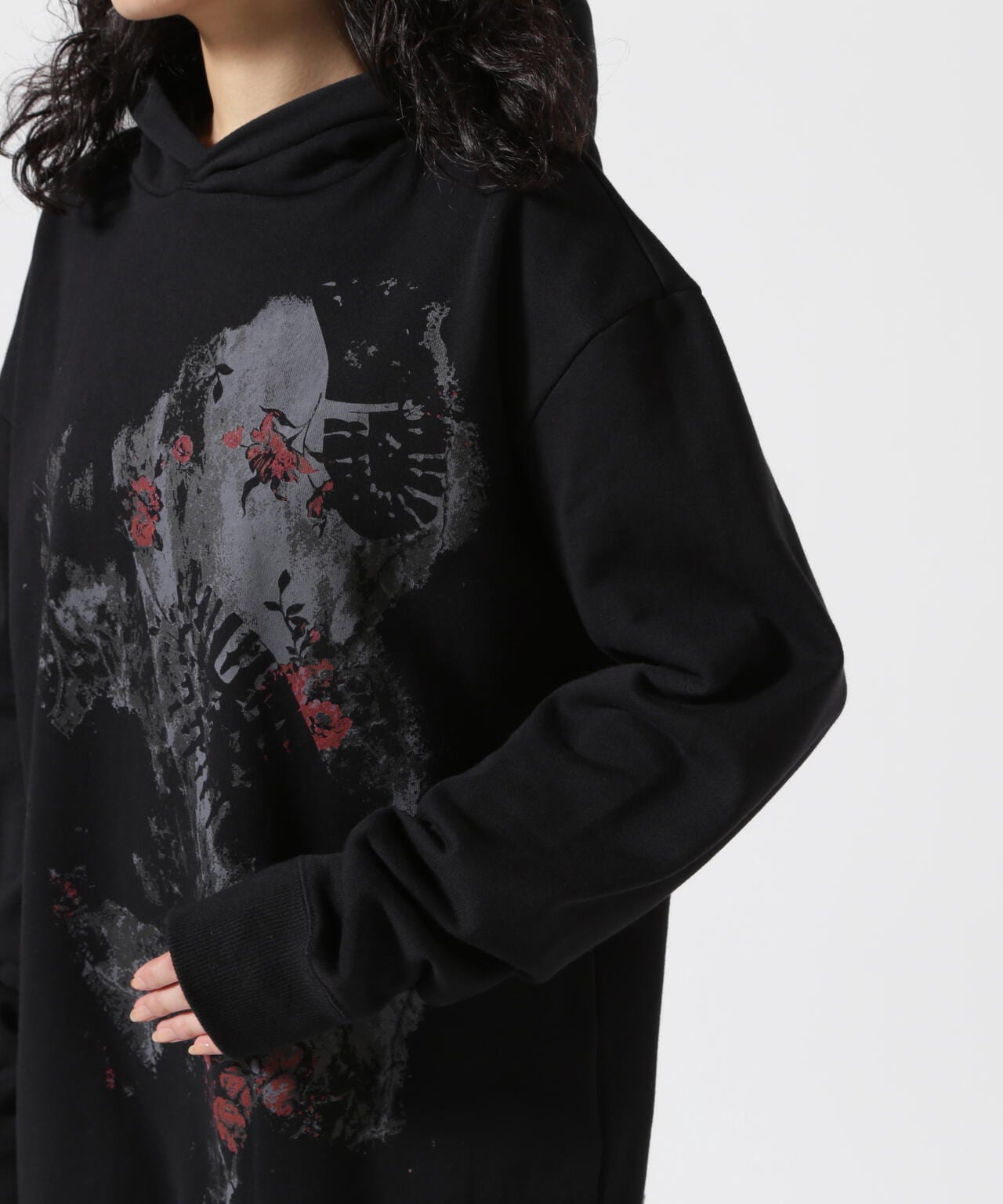 Y's/ワイズ/FLOWER+FOOTPRINT LONG HOODIE