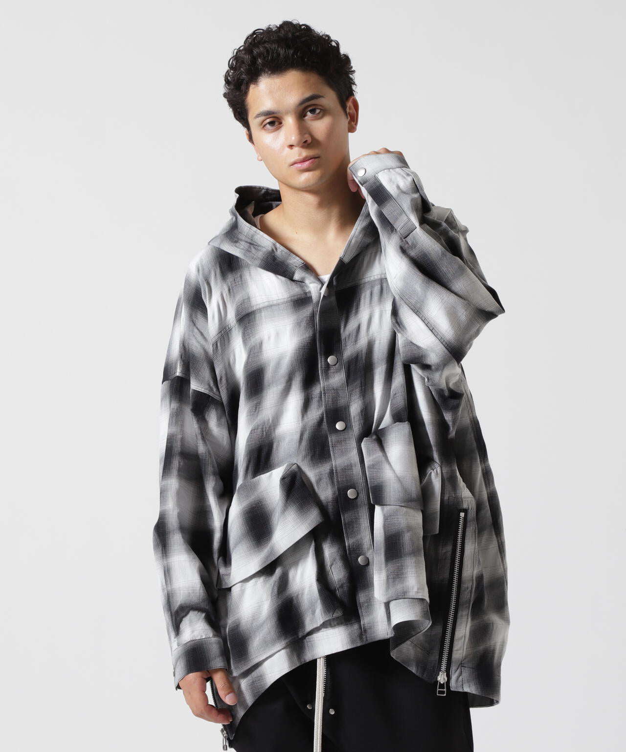 A.F ARTEFACT/エーエフアーティファクト/YOROKE CHECK HOODIE SHIRTS