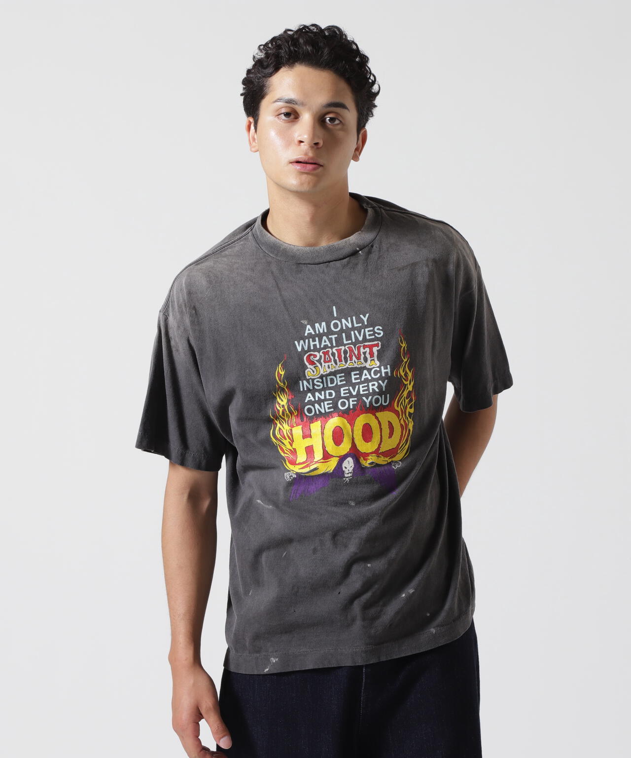 SAINT MICHAEL/セントマイケル/NH SS TEE STHD.HOOD BLACK